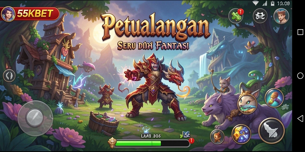 Tangkapan layar gameplay 55KBET yang menampilkan aksi petualangan yang mendebarkan.
