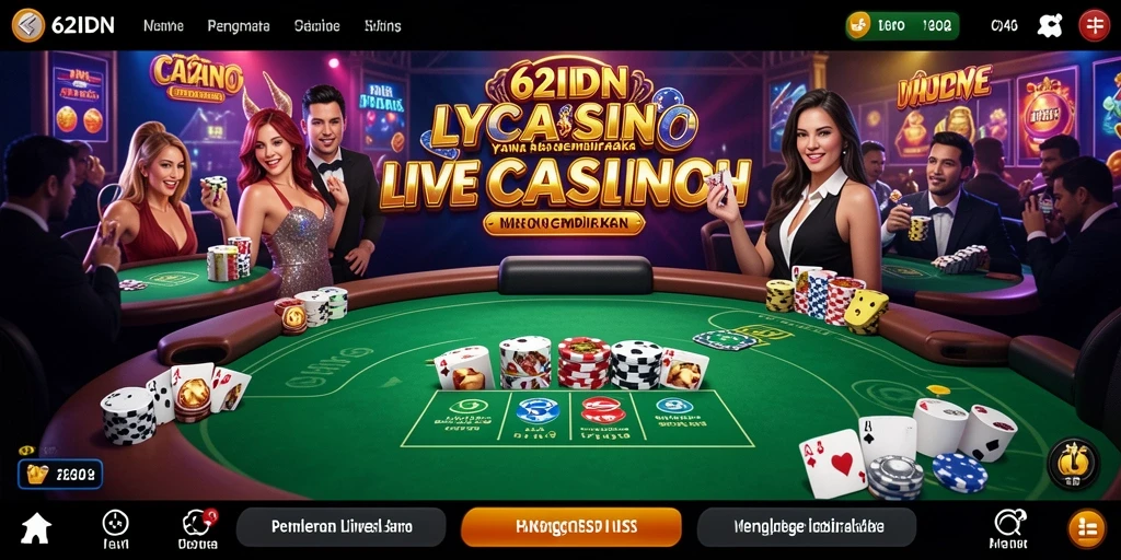Tampilan gameplay Live Casino yang menarik dan interaktif di 62IDN.