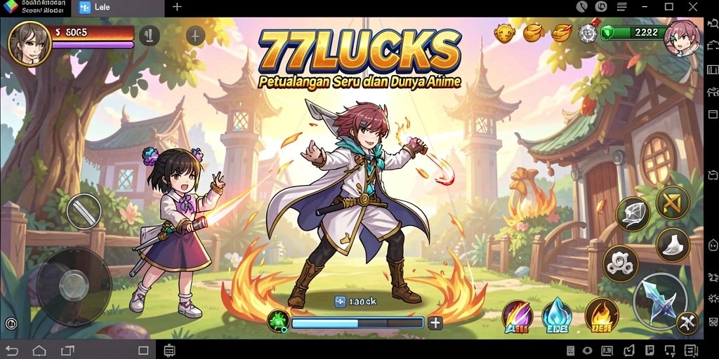 Tampilan gameplay menarik dalam <strong>77LUCKS</strong> yang penuh warna dan karakter Anime.