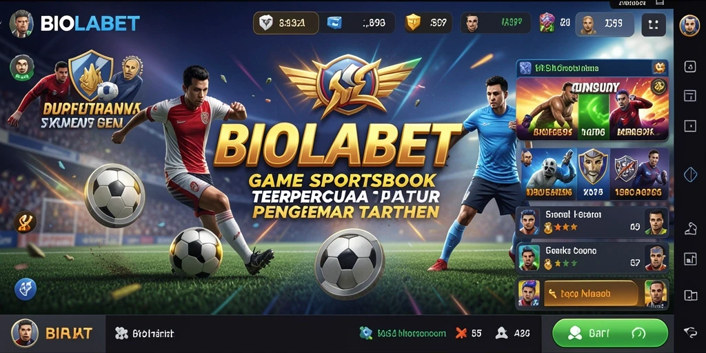 Screenshot utama BIOLABET yang menampilkan antarmuka Sportsbook yang menarik.