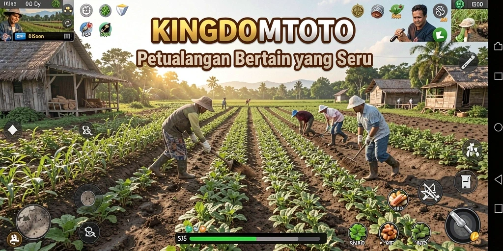 Tangkapan layar KINGDOMTOTO dengan gameplay bertani yang menarik dan interaktif.