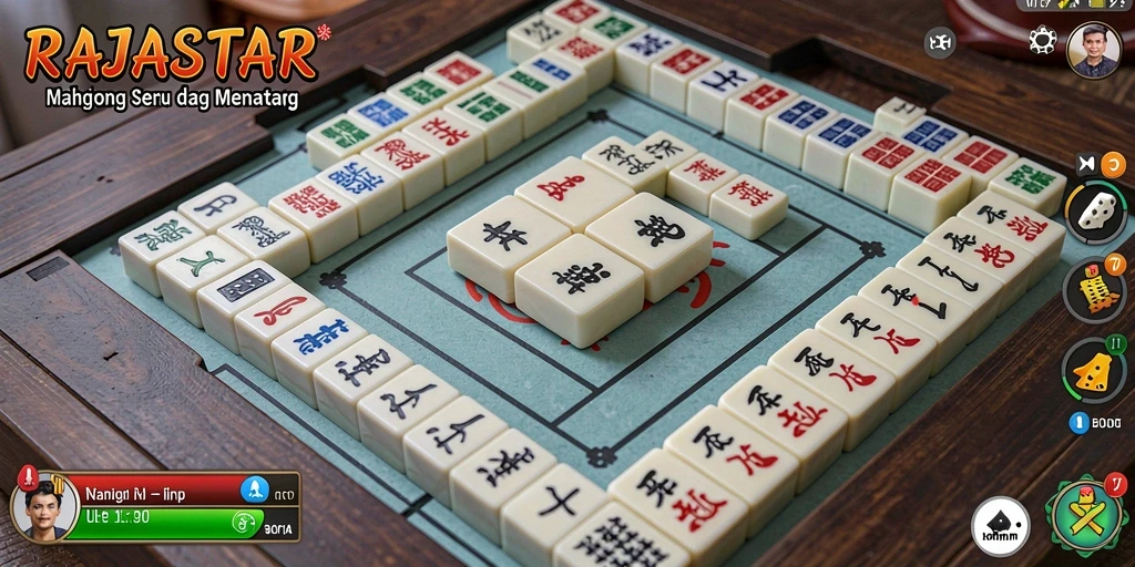 Screenshot RAJASTAR menunjukkan aksi permainan Mahjong yang seru.