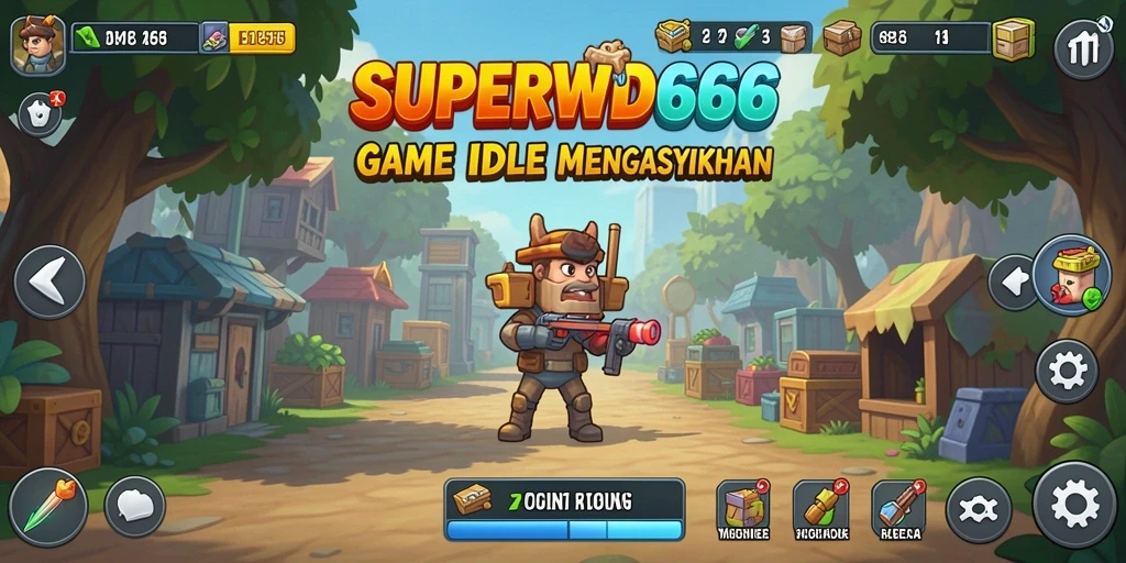 Tampilan utama fitur gameplay <strong>SUPERWD666</strong> dengan elemen Idle yang menarik.